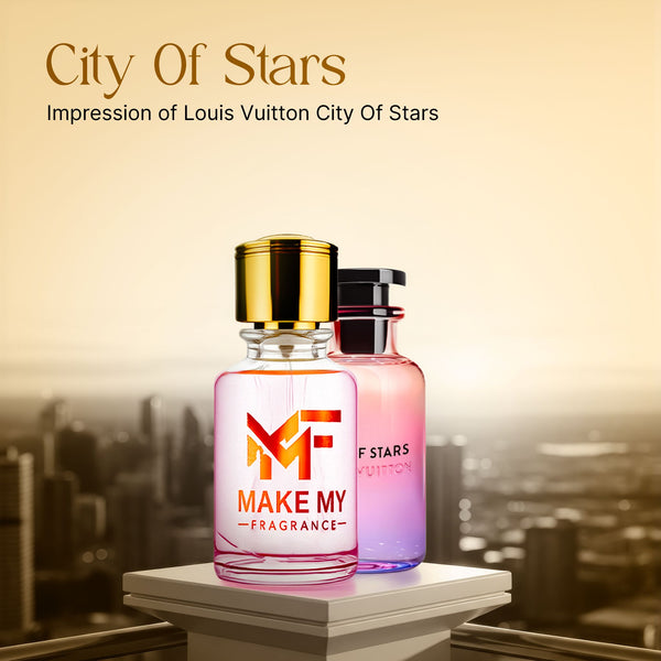 Premium City of Stars impression perfume in a luxury glass bottle by MakeMyFragrance.